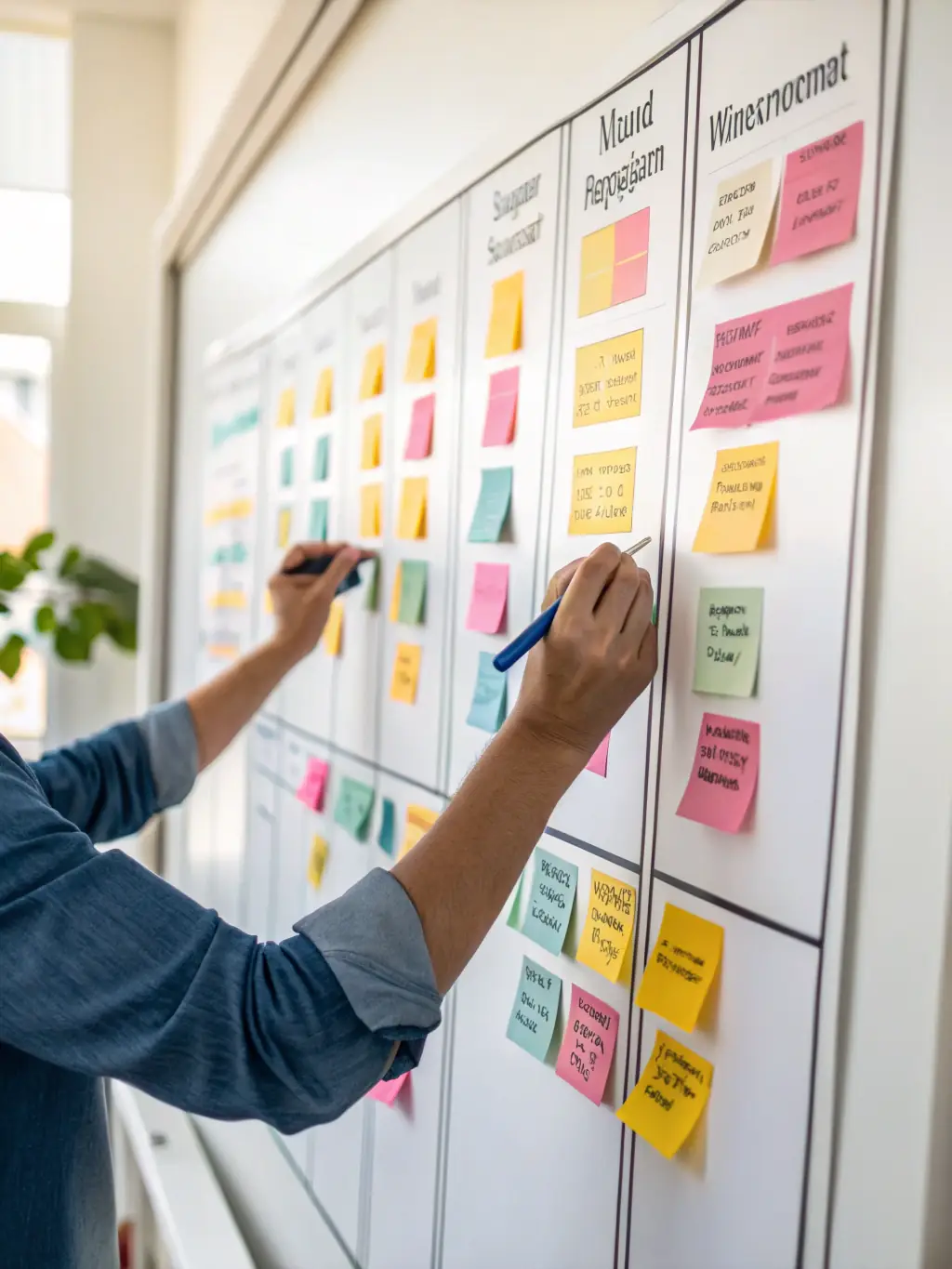 A digital illustration of a kanban board with tasks related to a South African project, showcasing task management and workflow.