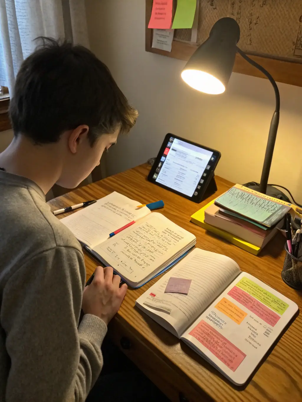A South African student using Evernote on a laptop in a university library, taking notes and organizing research.